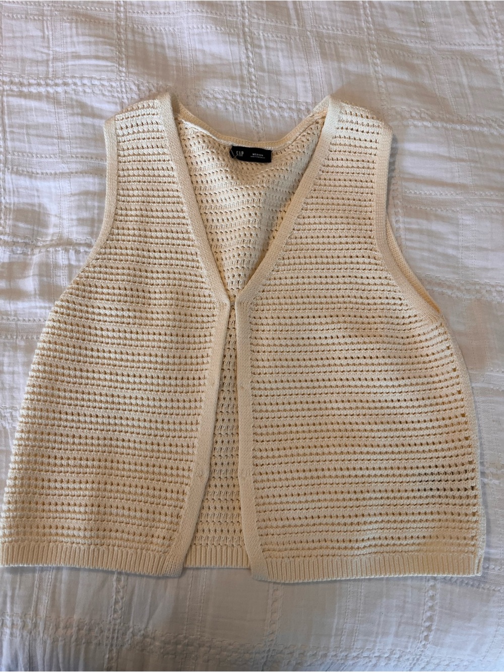 GAP Cream Open-Weave Knit Vest
